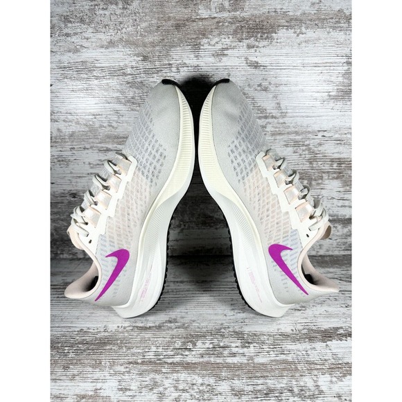 Womens Nike Air Zoom Pegasus 37 Ivory/Ghost Pink/Barely Volt Running Shoes Sz 9 - Picture 7 of 9